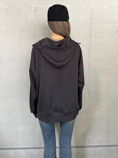 ハイネックハーフZIP フーディ